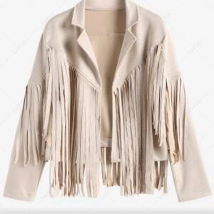 Fringe White Blazer Jacket